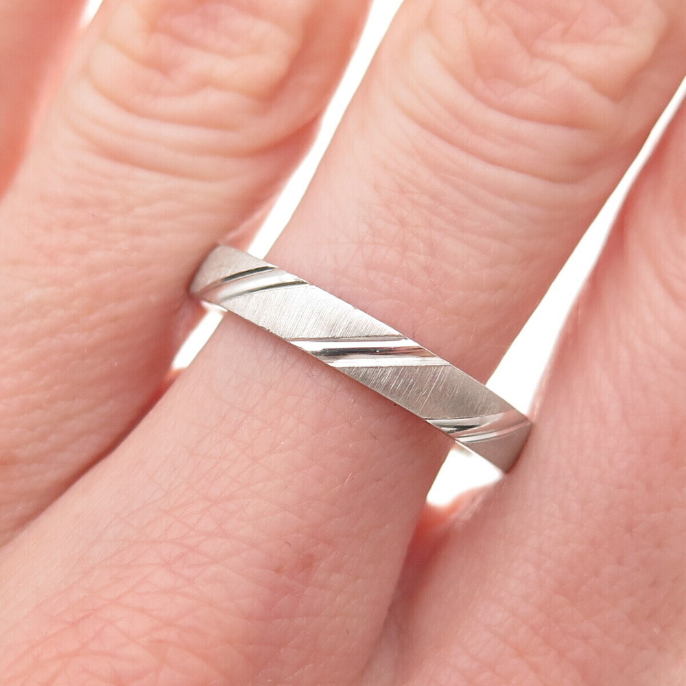 Cilor 925 Sterling Silver Vintage Ribbed Band Ring Size 10.5